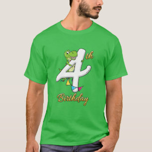 Kids 4 Year Old Boys 4Th Bday Dinosaur Dino Four T-Shirt