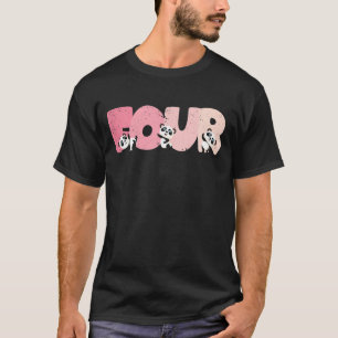 Kids 4 Year Old Cute Panda Birthday Girl 4th B day T-Shirt