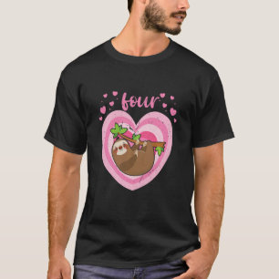 Kids 4 Year Old Cute Sloth Birthday Girl 4th B Day T-Shirt