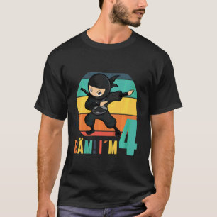 Kids 4 Year Old Girls Boys 4th Birthday Ninja Ninj T-Shirt