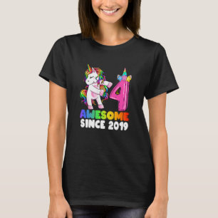 Kids 4 Year Old Girls Teens Flossing Unicorn 4th T-Shirt