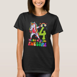 Kids 4 Year Old Girls Teens Unicorn 4th Birthday T-Shirt