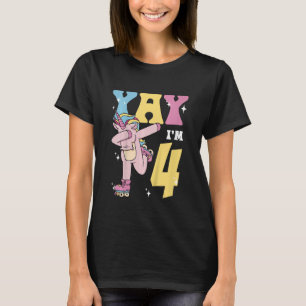 Kids 4 Year Old Girls Unicorn Dabbing Yay I'm 4th T-Shirt