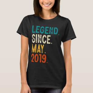 Kids 4 Year Old Legend Since May 2019 4th Birthday T-Shirt