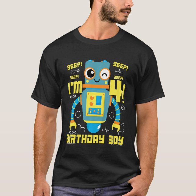 Kids 4 Year Old Robot Science Engineer Robotics Bi T-Shirt (Front)