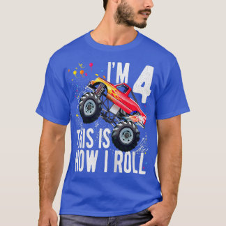 Kids 4 Year Old Shirt 4th Birthday Boy Monster Tru