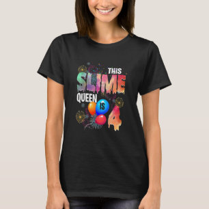 Kids 4 Year Old This Slime Queen Is 4th Birthday G T-Shirt