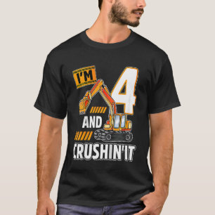 Kids 4 year old vehicles construction excavator Bi T-Shirt