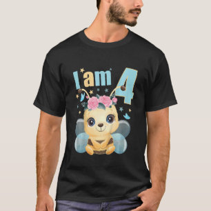 Kids 4 Years Old 4 Birthday Outfit Boy Girl Bees B T-Shirt