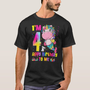 Kids 4 Years Old 4th Birthday Girl Princess Unico T-Shirt