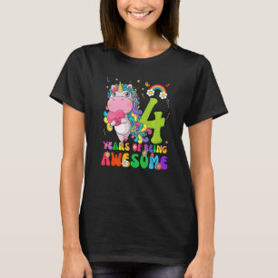 Kids 4 Years Old 4th Birthday Girl Princess Unico T-Shirt