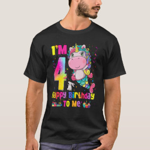 Kids 4 Years Old  4th Birthday Girl Princess Unico T-Shirt
