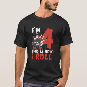 Kids 4 Years Old Bowler 4th Birthday Kids Bowling  T-Shirt