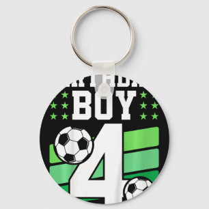 Kids 4 Years Old Boy 4th Birthday Gift Bday Soccer Key Ring
