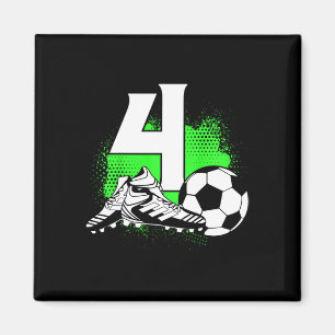Kids 4 Years Old Boy 4th Birthday Gift Bday Soccer Magnet