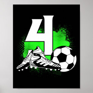 Kids 4 Years Old Boy 4th Birthday Gift Bday Soccer Poster