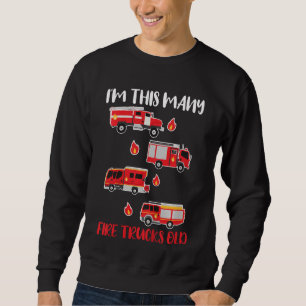 Kids 4 Years Old Firetruck 4th Birthday Little F Sweatshirt