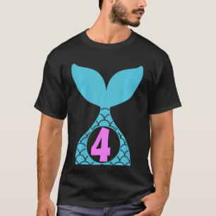Kids 4 Years Old Girl Second 4th Birthday Mermaid T-Shirt