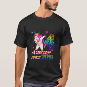 Kids 4 Years Old Unicorn Flossing 4Th Birthday Gir T-Shirt