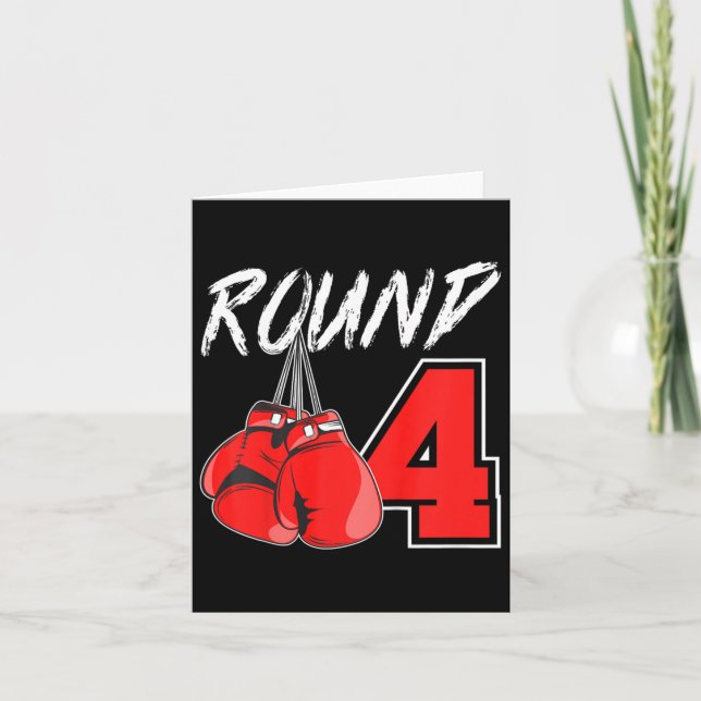 Kids 4th Birthday Boxing Boy 4 Year Old Boxer Bday Card (Front)