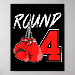 Kids 4th Birthday Boxing Boy 4 Year Old Boxer Bday Poster