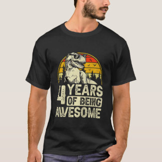 Kids 4th Birthday Boy 4yr Four 4 Year Old Dinosaur T-Shirt