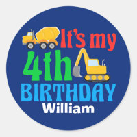 Kids 4th Birthday Boy Construction Vehicle Party