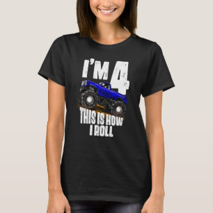 Kids 4th Birthday Boy Monster Truck Rule Jam Fou T-Shirt