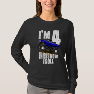 Kids 4th Birthday Boy Monster Truck Rule Jam Fou T-Shirt