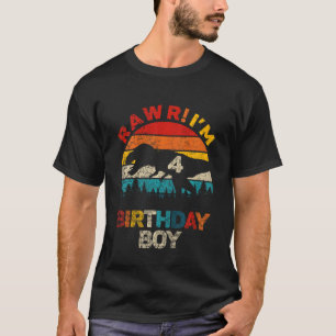 Kids 4th Birthday Boy Rawr Im 4 Dinosaur Rex Four  T-Shirt