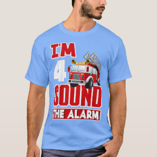 Kids 4th Birthday Boys 4 Years Fire Truck Firefigh T-Shirt