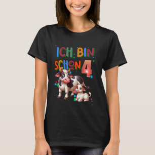 Kids 4th Birthday Boys Cow Birthday Party 4 Year O T-Shirt