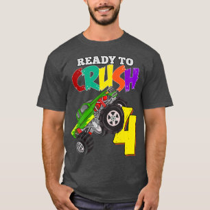Kids 4th Birthday Boys Monster Truck 4 Year Old Ra T-Shirt