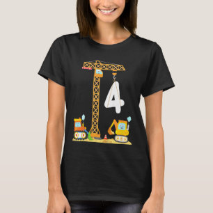 Kids 4th Birthday Construction Vehicles Boys 4 Yea T-Shirt