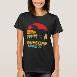 Kids 4th Birthday Dinosaur Trex 4 Year Old Boy Awe T-Shirt