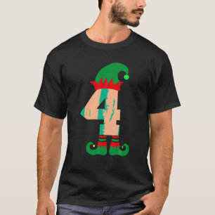 Kids 4th Birthday Elf Matching Family Christmas 4 T-Shirt