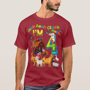 Kids 4th Birthday Farm Animals 4 Years Old T-Shirt