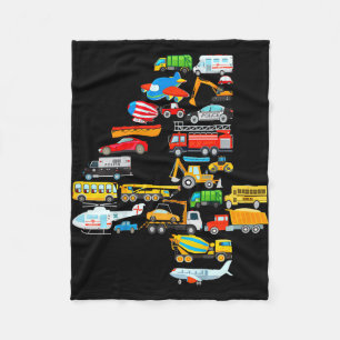 Kids 4th birthday for boys vehicles fire truck fleece blanket
