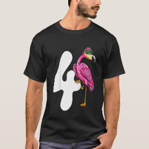 Kids 4th Birthday  For Girls Pink Flamingo  4 Year T-Shirt