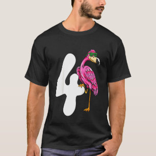 Kids 4th Birthday For Girls Pink Flamingo 4 Year T-Shirt
