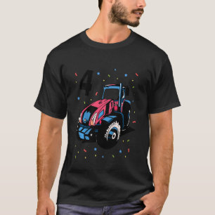 Kids 4th Birthday Four Year Old Boy Tractor Digger T-Shirt