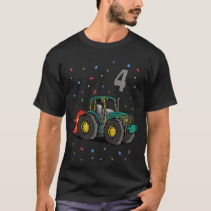 Kids 4th Birthday Four Year Old Boy Tractor Digger T-Shirt