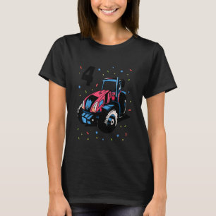 Kids 4th Birthday Four Year Old Boy Tractor Digger T-Shirt