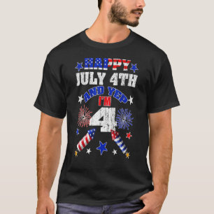 Kids 4th Birthday Fourth Of July Party Happy 4th Y T-Shirt