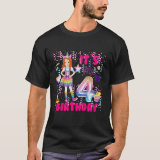 Kids 4th Birthday  Girls 4 Yr Red Haired 4th B Day T-Shirt