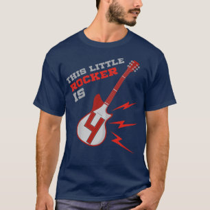 Kids 4th Birthday Girls Guitar Rock Music 4 Year T-Shirt
