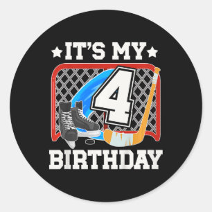 Kids 4th Birthday Ice Hockey Boy 4 Year Old Ice Ho Classic Round Sticker