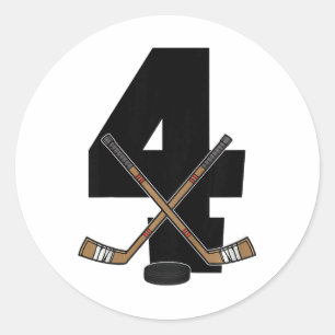 Kids 4th Birthday Ice Hockey Kids Toddler Boys Ice Classic Round Sticker