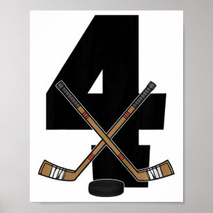 Kids 4th Birthday Ice Hockey Kids Toddler Boys Ice Poster