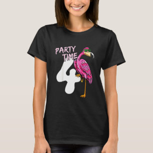 Kids 4th Birthday  Pink Flamingo  For Girls 4 Year T-Shirt